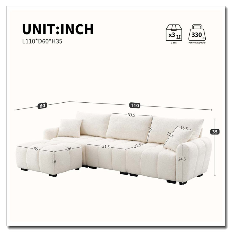Canapé modulaire en tissu Boucle, Crème