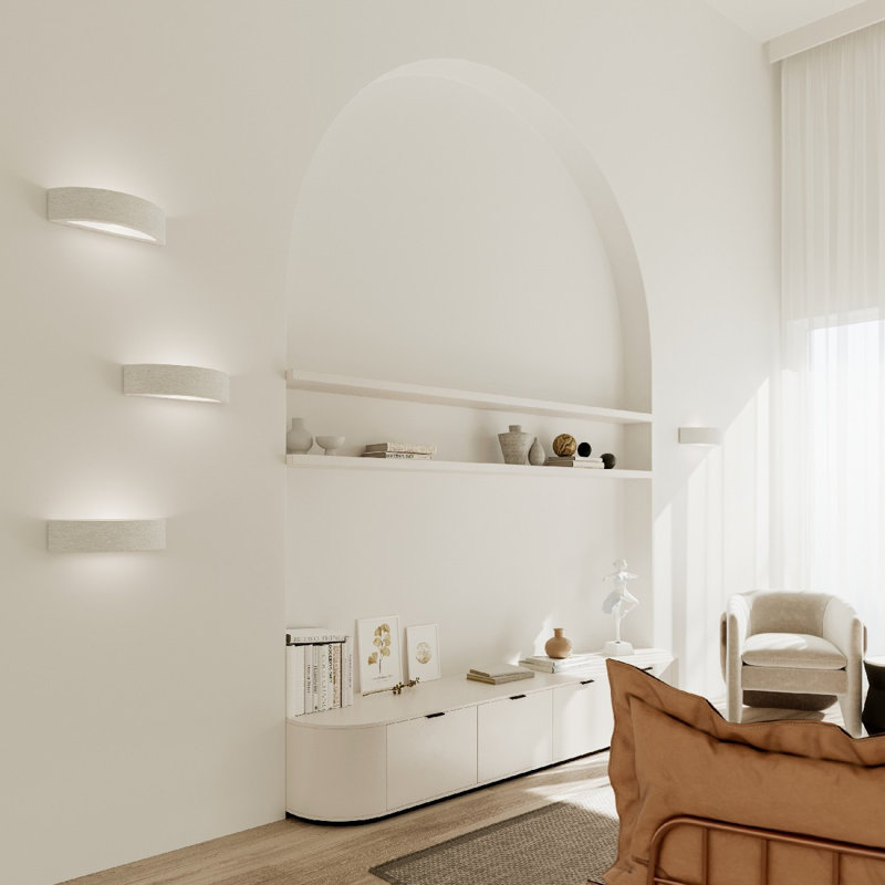 Anberlyn Ceramic Wall Sconce, White, 15cm H x 38cm Wx 9cm D