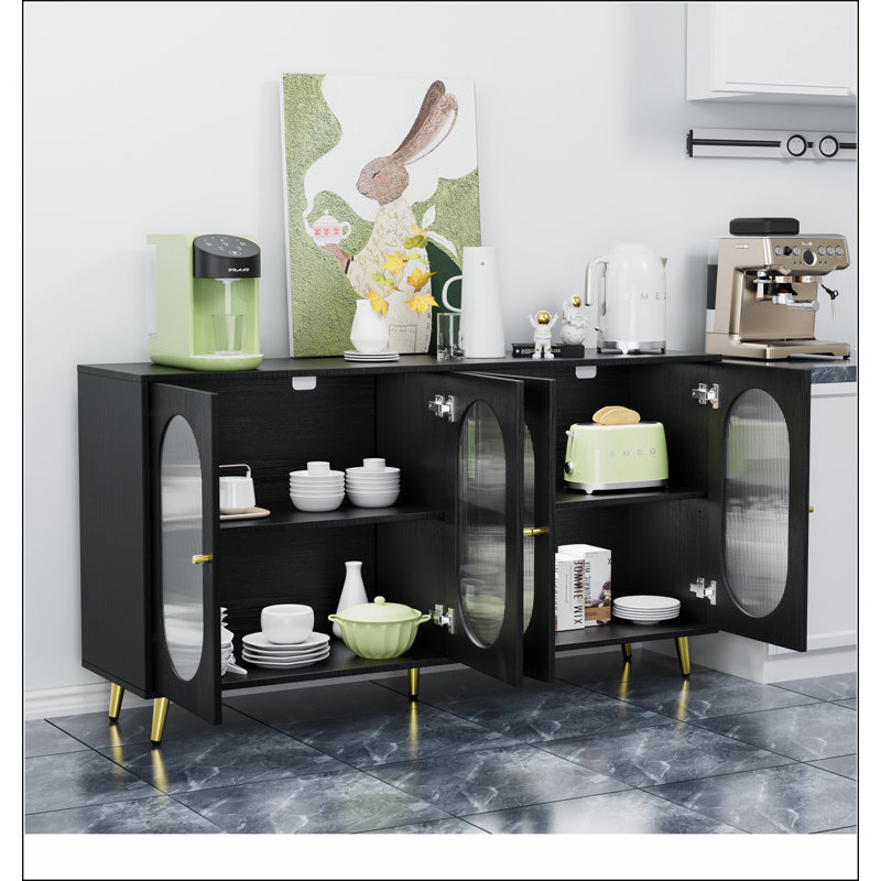 Buffet moderne avec portes en acrylique, armoire de rangement autoportante pour cuisine, salle à manger, salon, couloir et bureau