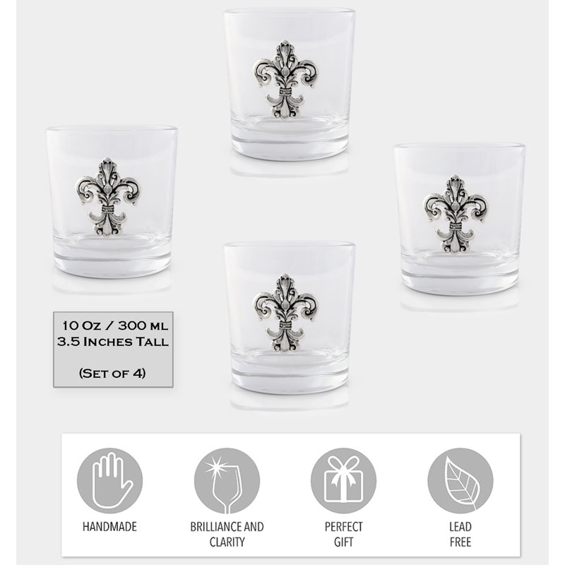 Arthur Court Designs 4 Piece Fleur de Lis Whiskey Glassware Set Wayfair