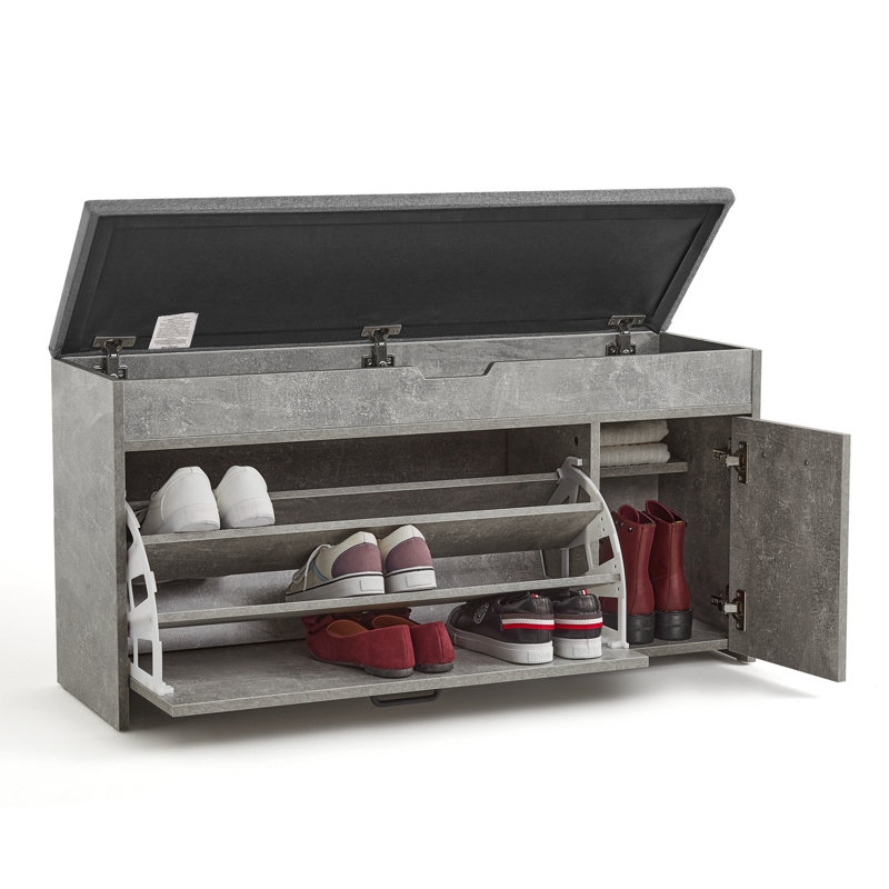 Banc de rangement rembourré Brodench, Gris