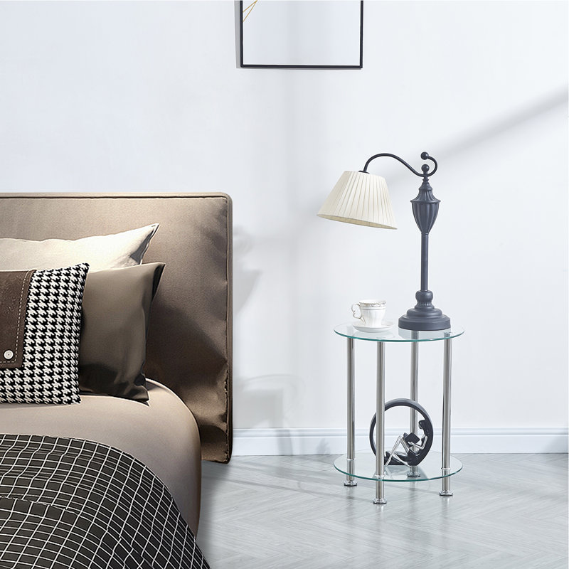Table de bout en verre Fetih, Argent, Noir