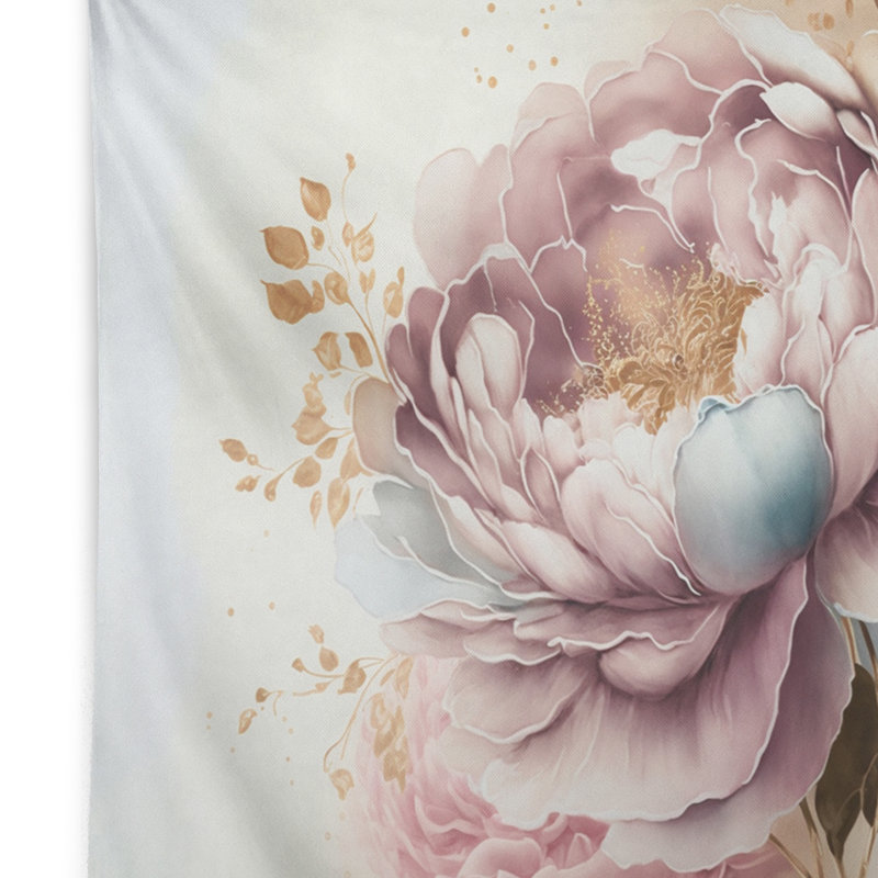 Rose et rose doré II - Tapisserie murale florale et botanique, H 50 po x l 60 po