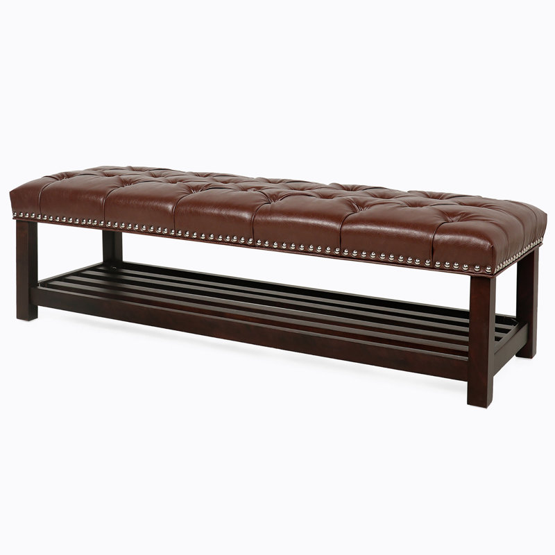 Banc de rangement en polyuréthane Martinette, Brun foncé