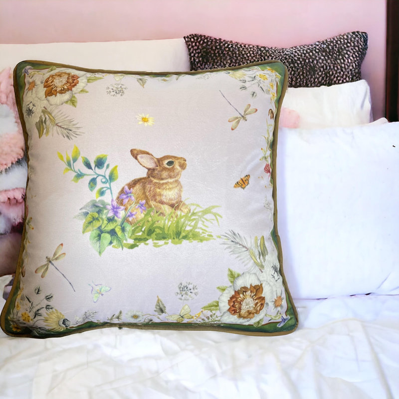 Housse de coussin réversible en velours à imprimé animal, H 18 po x l 18 po