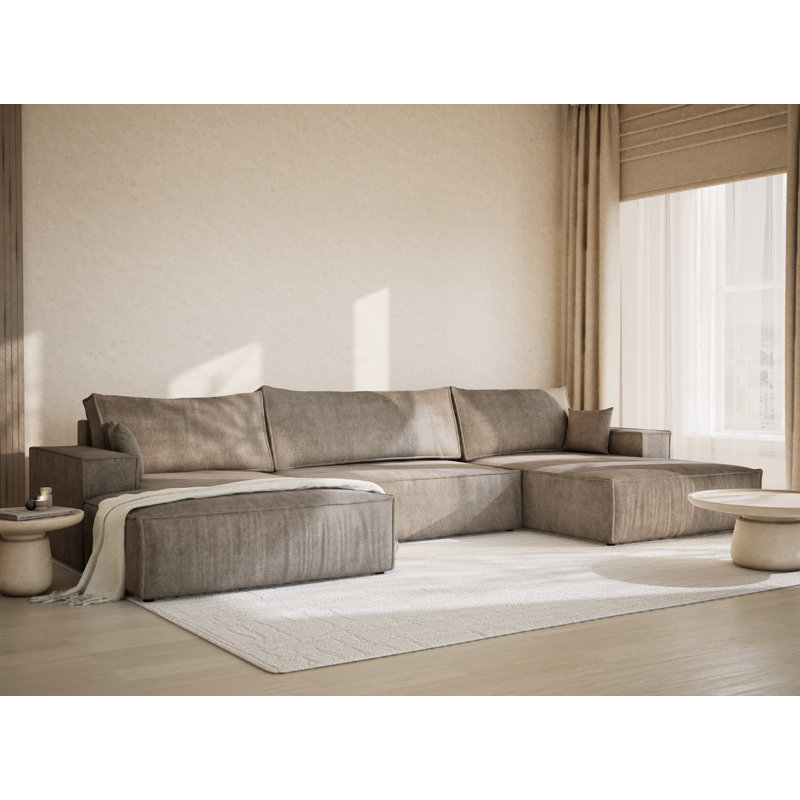6 Seater Reclining Corner Sofa , Brown