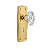 Crystal Chateau Interior Mortise Door Knob with Prairie Long Plate
