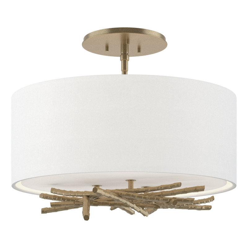 Brindille 3 - Light Semi Flush Mount, Natural Anna, Soft Gold