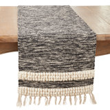 Festive Fringe And Pom Pom Stripe Table Runner