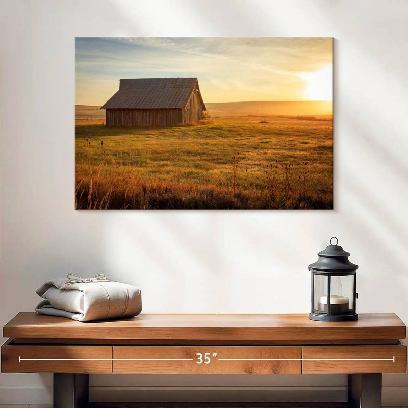 Lilie Wooden Barn At Sunset, 16" H x 24" W