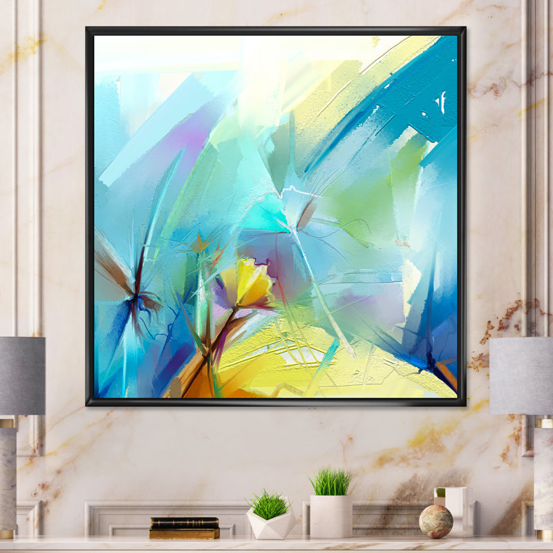 «Turquoise Storm Impression V», reproduction d'art sur toile, H 16 po x l 16 po x P 1 po, Cadre flottant noir