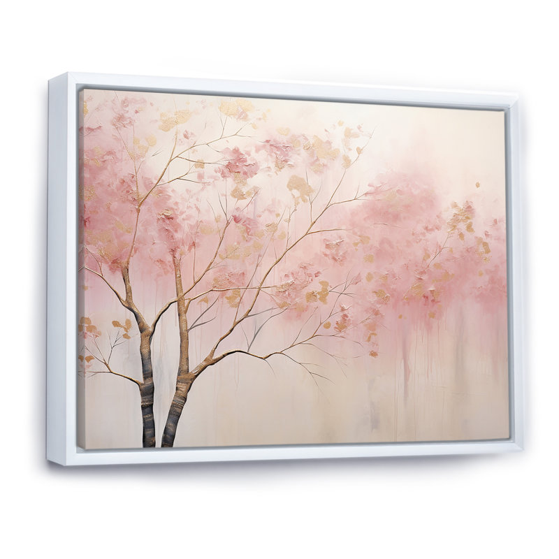 Art sur toile, "Minimalisme rose et or II", 30" H x 40" W, Cadre flottant blanc