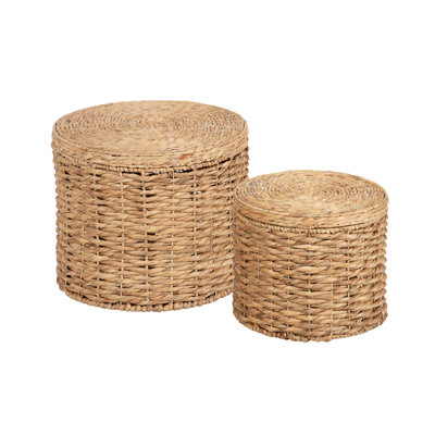 Two-Piece Rattan Side Table Set