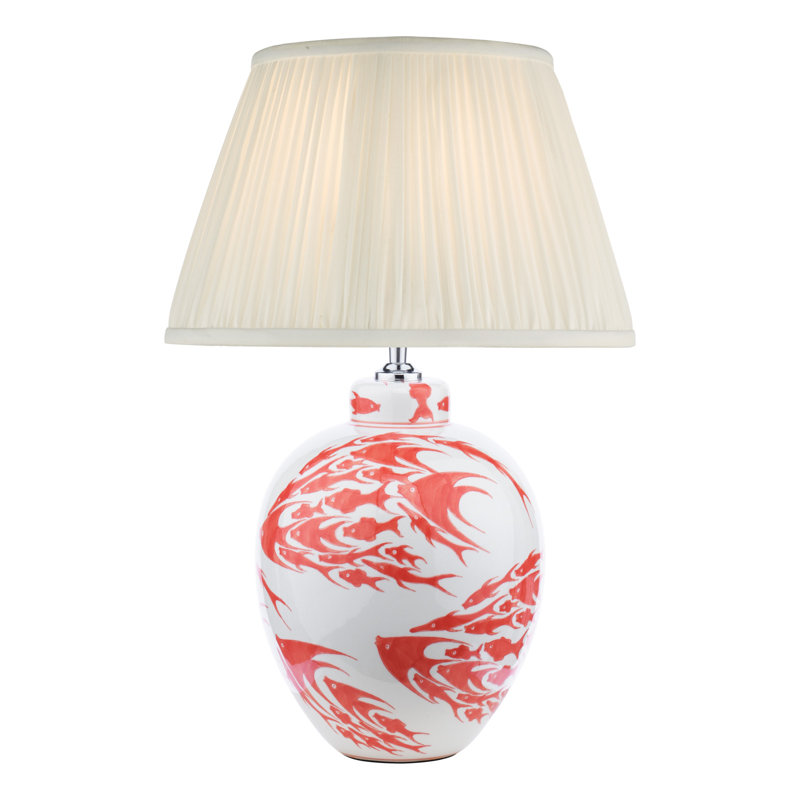 Simone Ceramic Table Lamp Fish Pattern Base Only, Coral