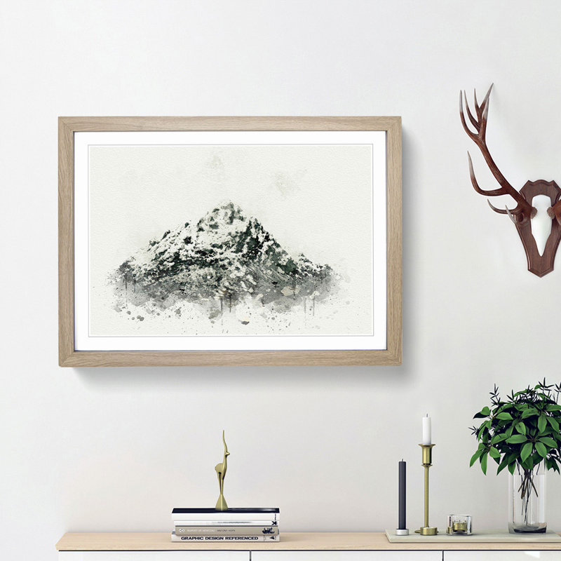 Mountain in Scotland in Abstract - Picture Frame Graphic Art Print, 48cm H x 65cm W x 2cm D, Oak Framed