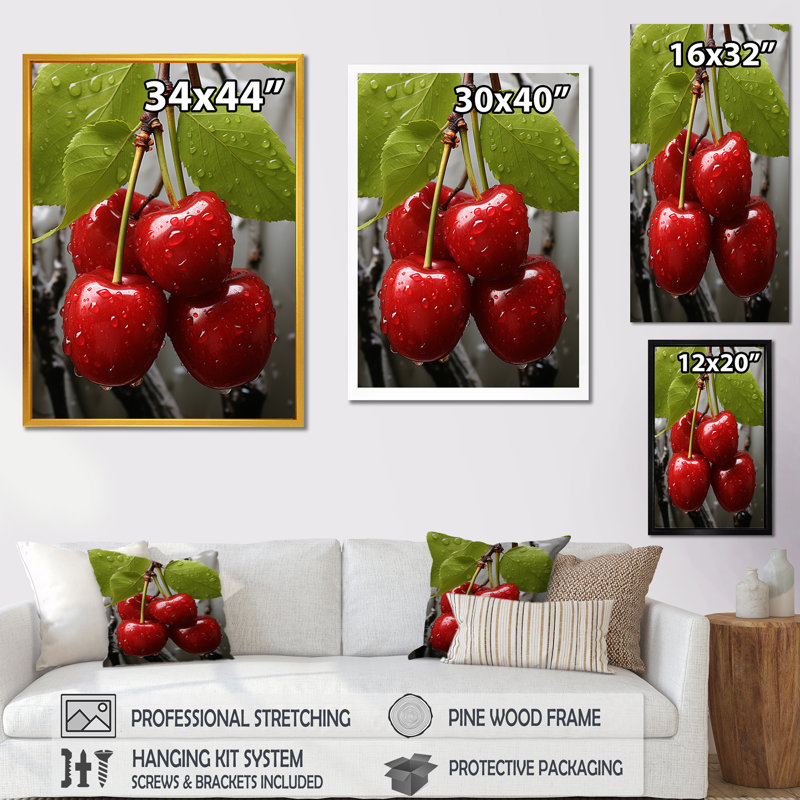 Red Cherry Tree Explosion 3 - art mural cerise, Toile tendue, H 20 po x l 12 po x P 1 po