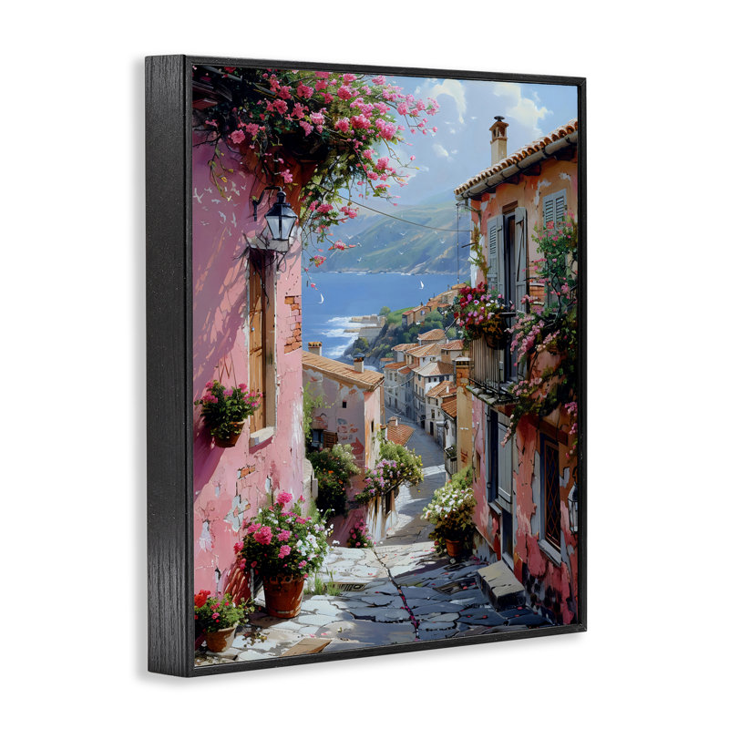 Giclée encadrée, vue de village pittoresque, par Creative Studio, H 14 po x l 11 po, Giclée encadrée noir minuit