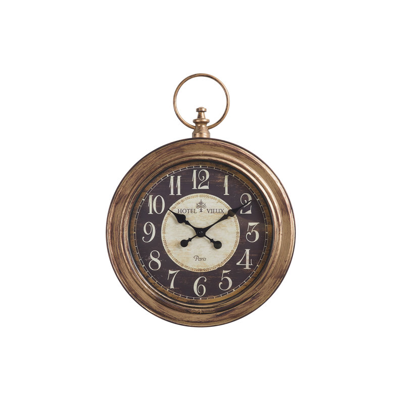 Clocks, Round, Wall Clock, Antique Brown, Traditional, 17.5'' W X 23.25'' H X 2.25'' D