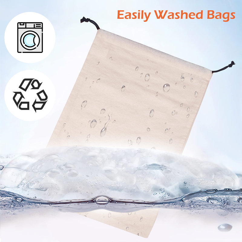 Cotton Breathable Dust-proof Drawstring Storage Pouch Bag (Pack 3 M)