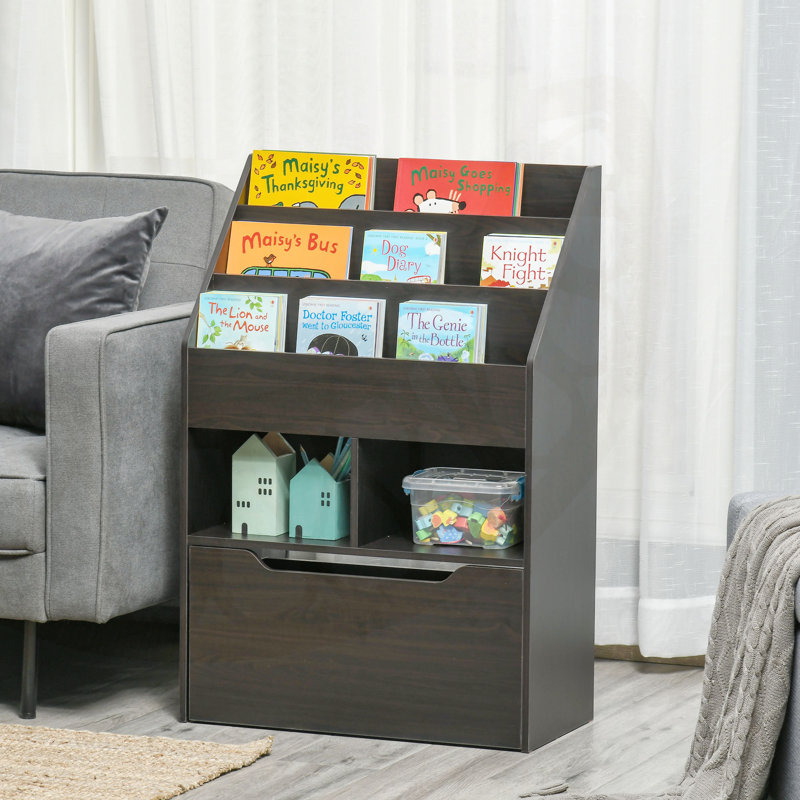 Bookcase Multi-Shelf Rack Organizer With Storage Drawer, Brown