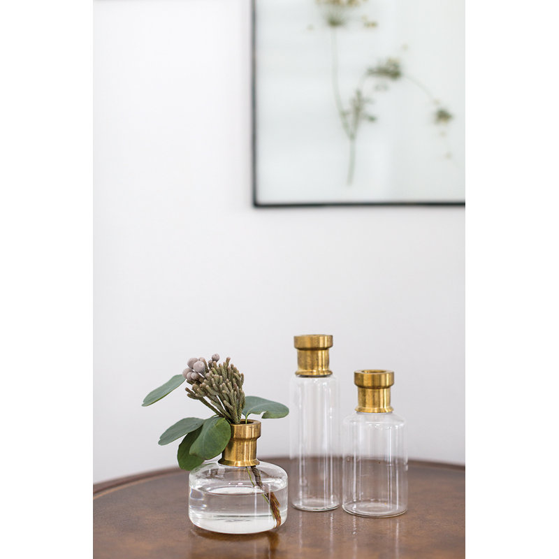 Handmade Glass Table Vase, 5.75" H x 2.75" W x 2.75" D