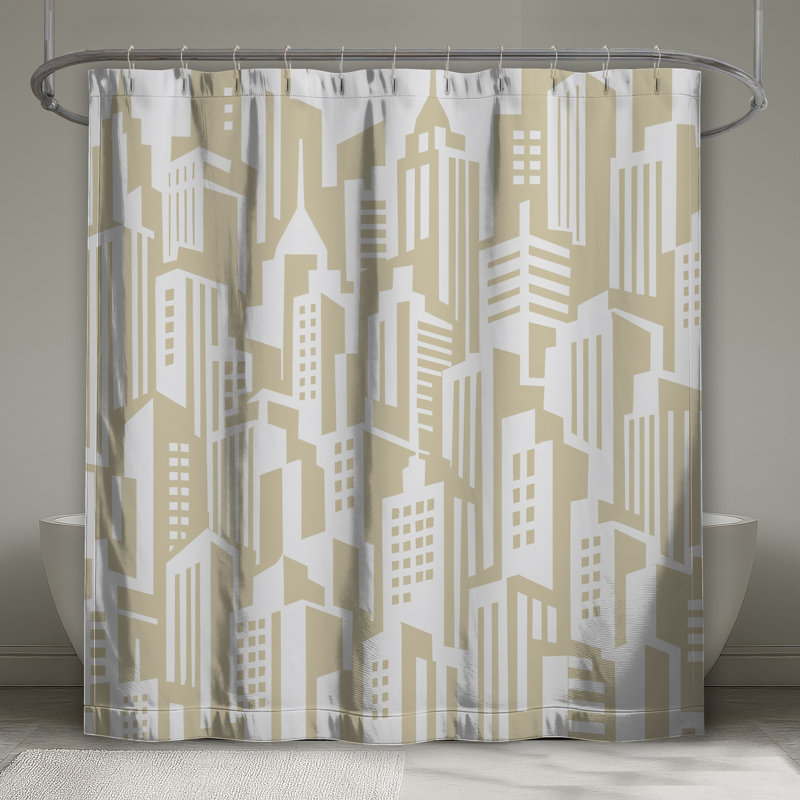 Rideaux de douche Beige City Skyline, 70in W x 84in H