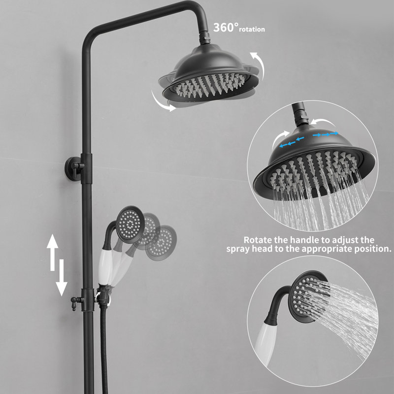 Diverter Complete Shower System with Rough in-Valve, Matte Black