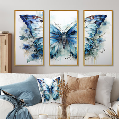 Papillon, aquarelle, ailes I - ensemble de salon avec art animalier papillon