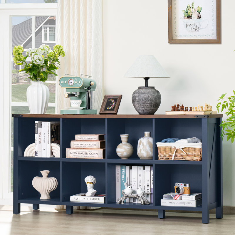 Bibliothèque de rangement Farmhouse, (2 tablettes) H 29,7 po x l 62 po x P 13,6 po, Bleu