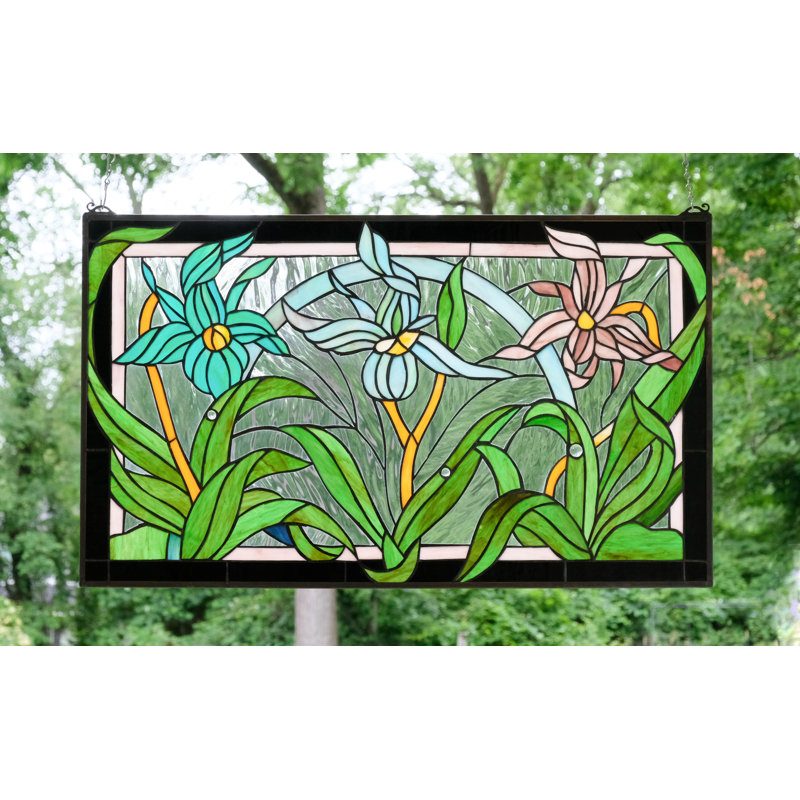 Vitrail de fenêtre Iris Flowers
