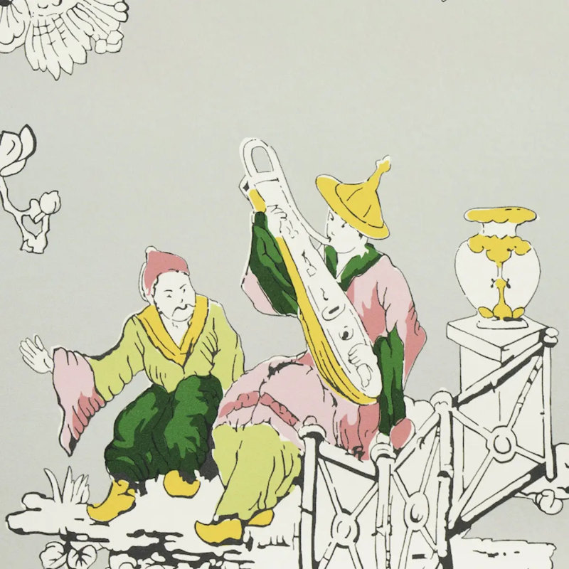 Chinoiserie Moderne Wallpaper, Soft Gray