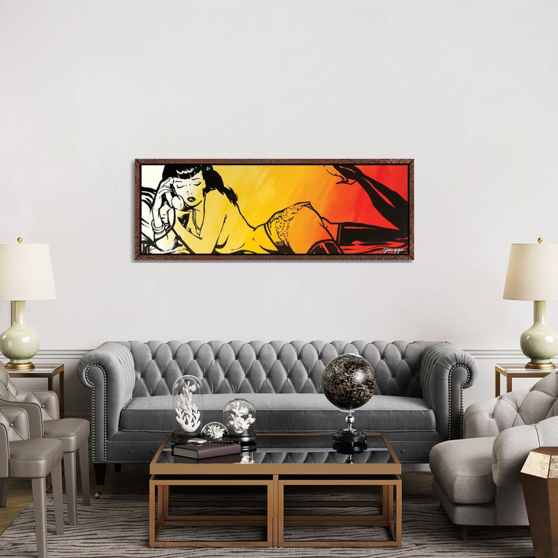 Phone by JRuggs - Panoramic Print on Canvas, 152.4 cm H x 50.8 cm W, Classic Brown Wood Framed