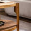 Table basse ronde 35 po en bois massif avec rangement double couche