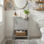 Ensemble de meuble-lavabo autoportant moderne de 20 po, armoire à cadre en bois massif avec lavabo intégré, porte à fermeture en douceur et quincaillerie en acier inoxydable-273870357