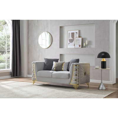Aurelia Luxury Loveseat with Gold-Accented Sculpted Design