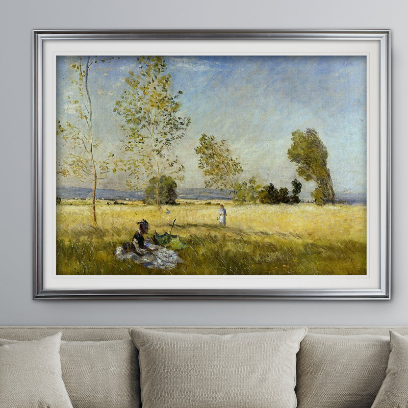 «Meadow at Bezons» par Claude Monet, impression, Argent, H 31 po x l 43 po x P 1,5 po
