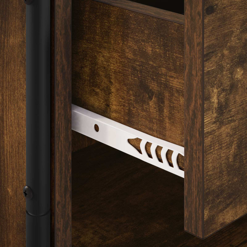 40 cm W Galvanised Steel Bedside Table, Smoked Oak