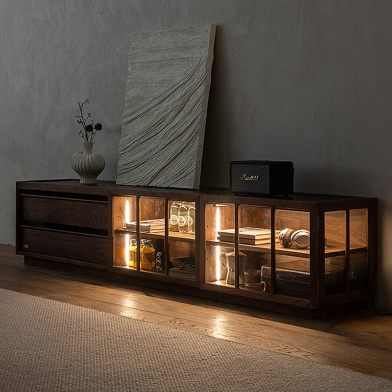 Meuble télé en bois de noyer rétro