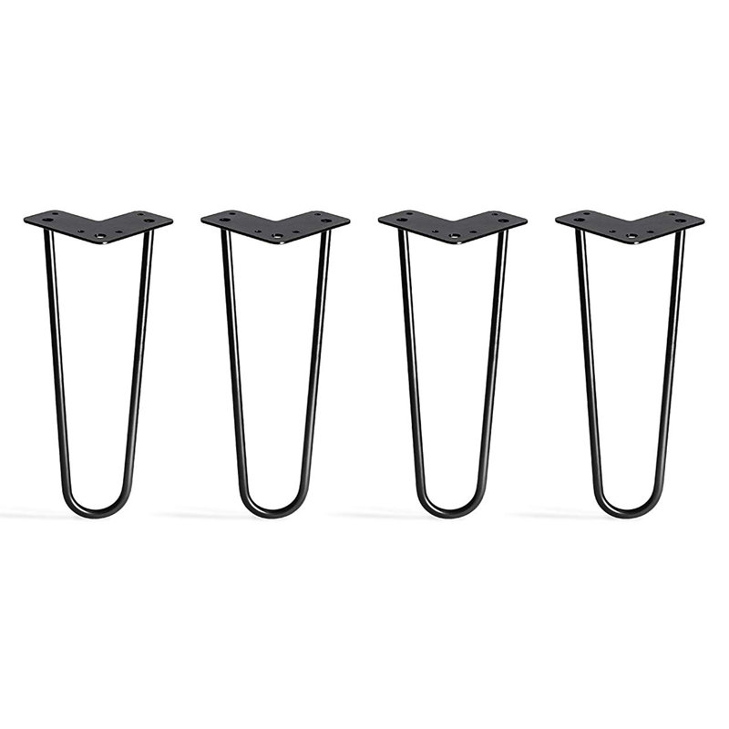 Pieds en épingle à cheveux robustes 12 po avec pieds en forme de balle - noir de qualité