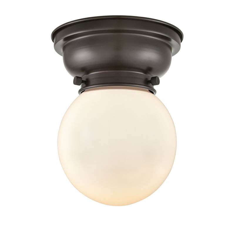 Lorri Glass Flush Mount, Oil Rubbed Bronze, Matte White, No Bulb Included