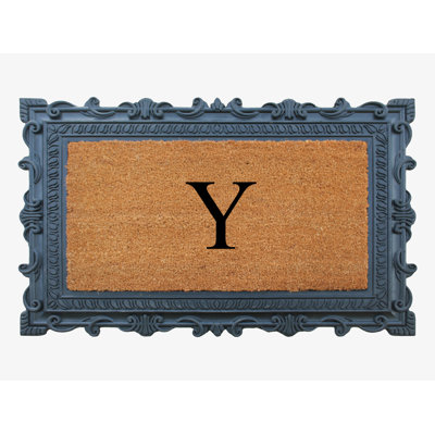 A1HC First Impression Carson Rubber and Coir Doormat Monogrammed Mat 24" X 36"