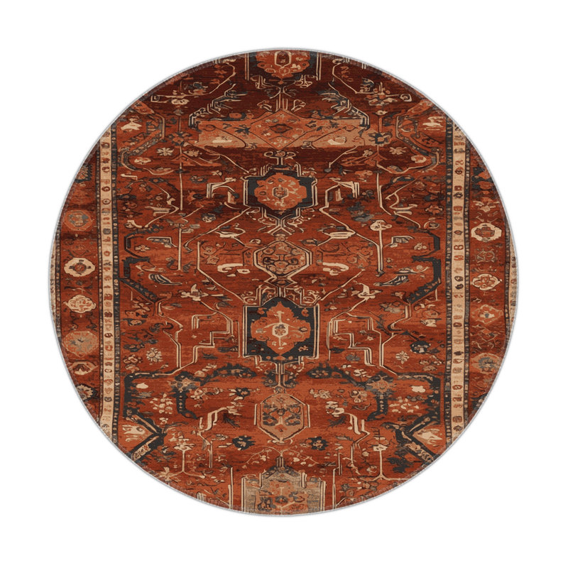 Tapis turc intérieur et extérieur brun, Rond 5 pi