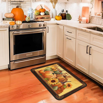 Tapis d'entrée antidérapant 30 po x 17 po Happy Fall Pumpkin
