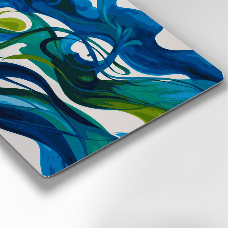 Art mural abstrait en métal bleu 71, H 12 po x l 12 po