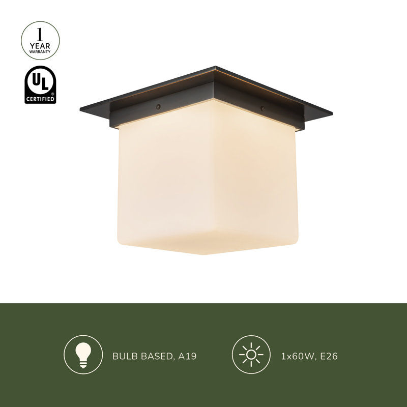 Mineral 11-in Brass Flush Mount, Oil Rubbed Bronze, Opal Glass