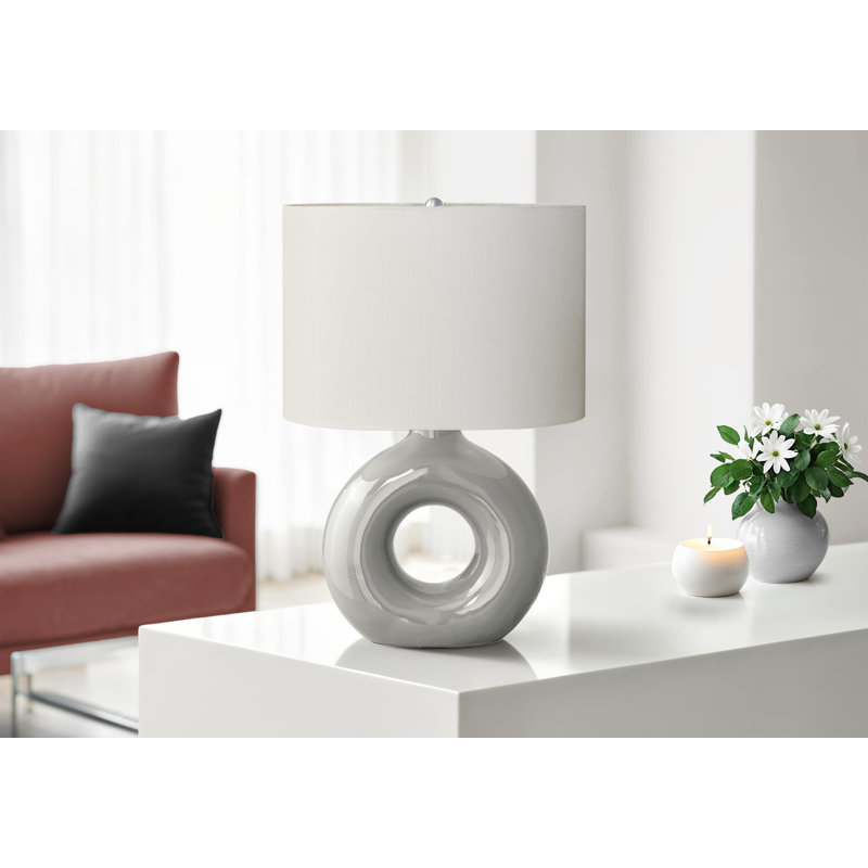 Lighting, 24"h, Table Lamp, Ceramic, Ivory / Cream Shade, Contemporary, Modern, Gray 