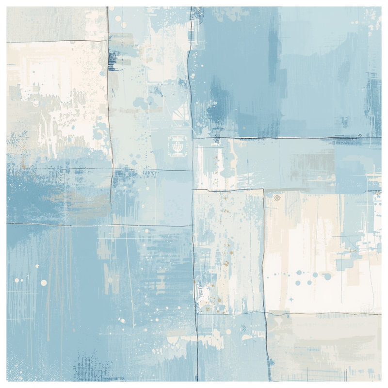 Blue Abstract Patchwork Comforter, Twin