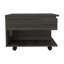 Table basse à plateau relevable moderne sur roulettes verrouillables avec rangement dissimulé et tablette ouverte au fini brun