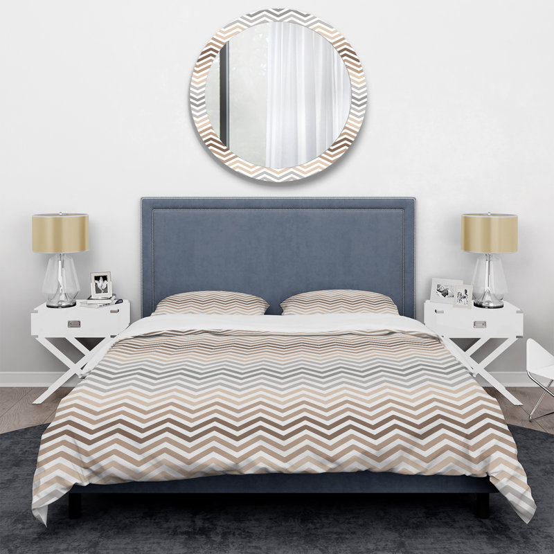 Ensemble de housse de couette en microfibre brun / blanc / bleu 3 pièces, Housse de couette pour très grand lit et 2 très