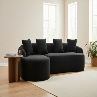 Canapé modulaire en L sans os avec fauteuil inclinable incurvé